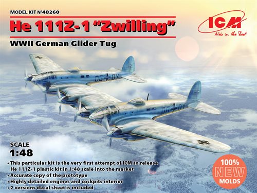 ICM 48260 He IIIZ-1 Zwilling WWII German glider Tug 1/48