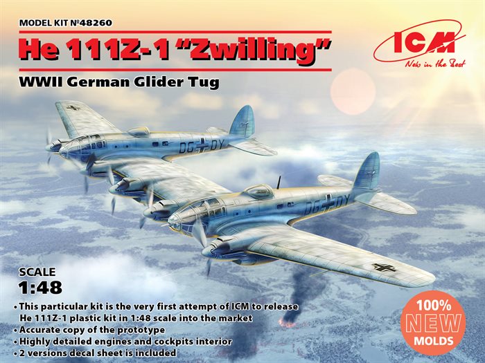 ICM 48260 He IIIZ-1 Zwilling WWII German glider Tug 1/48