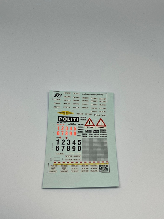 DMC Decals FB045 Div. Politi og nummerplader 1/87