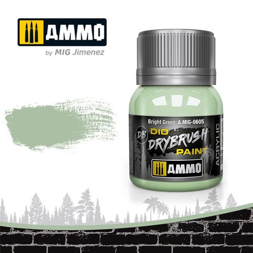 Ammo by MIG 0605 DRYBRUSH Bright Green, 40 ml
