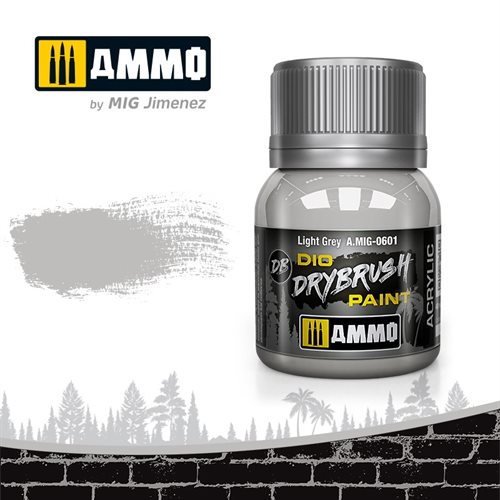 Ammo by MIG 0601 DRYBRUSH Light Grey, 40 ml