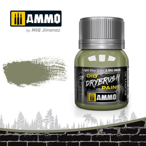 Ammo by MIG 0608 DRYBRUSH Light Olive Green, 40 ml