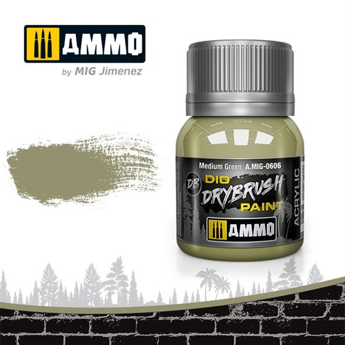 Ammo by MIG 0606 DRYBRUSH Medium Green, 40 ml