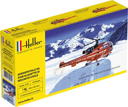 Heller 80289 ALOUETTE III SÉCURITÉ CIVILE 1/72