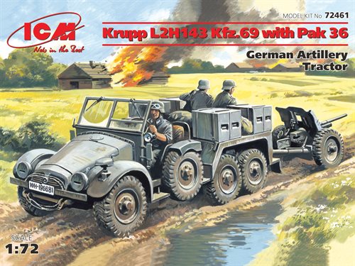 ICM 72461 Krupp L2H143 Kfz.69 med PAK 36 tysk artilleri traktor 1/72 