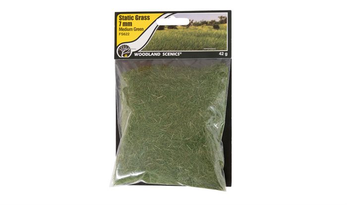 Woodland Scenics fs622 7 mm statisk græs, mellem grøn, 42 gr. 