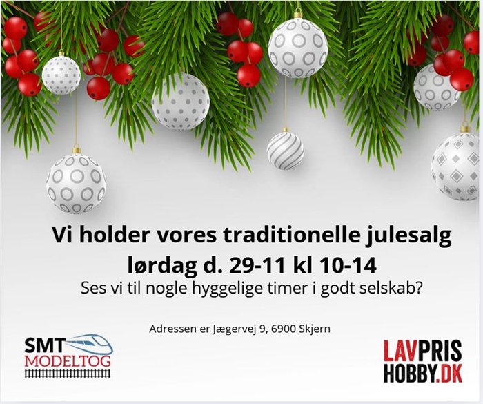 Julesalg hos SMT-Modeltog lørdag d.29-11 kl 10-14