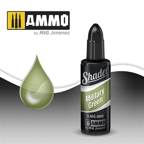 Ammo By MIG 0865 MILITARY GREEN SHADER, 10 ml